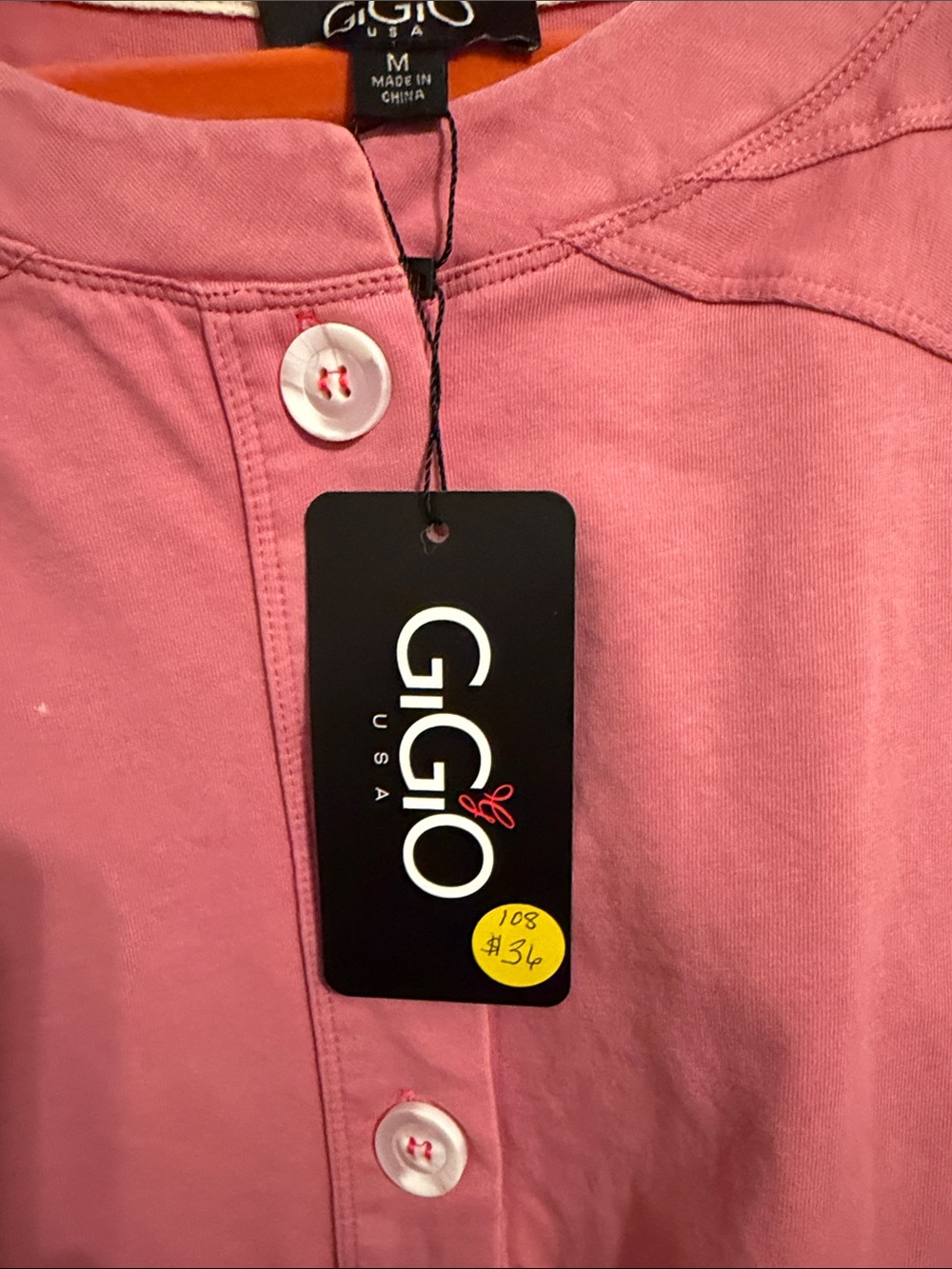 NWT Gigio Casual Pink Ruffle-Sleeve Button Front Women's Top - Picture 3 of 3